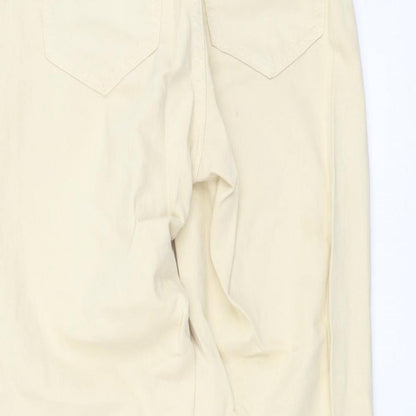 Bershka Womens Beige Cotton Straight Jeans Size XS L25 in Regular Button