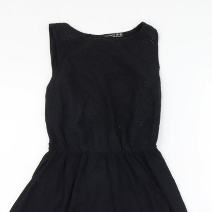Atmosphere Womens Black Cotton A-Line Size 8 Round Neck Pullover