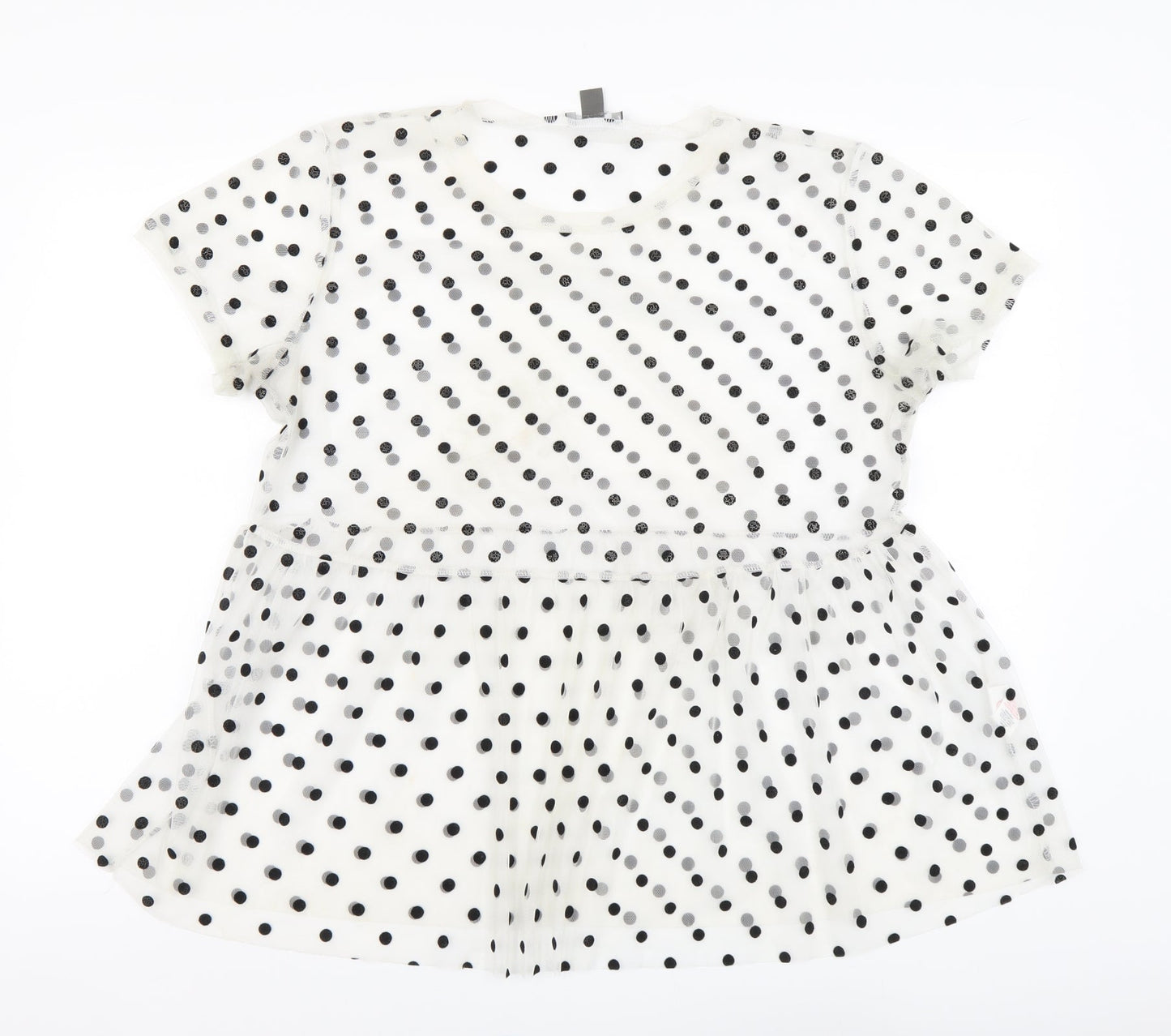 Primark Womens White Polka Dot Polyester Basic Blouse Size M Round Neck