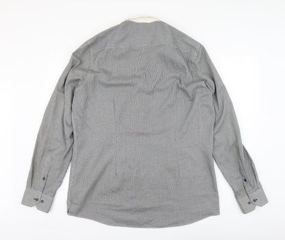 Mens UK Size 17 NEXT Black  Button-Up Long Sleeve Casual Shirt