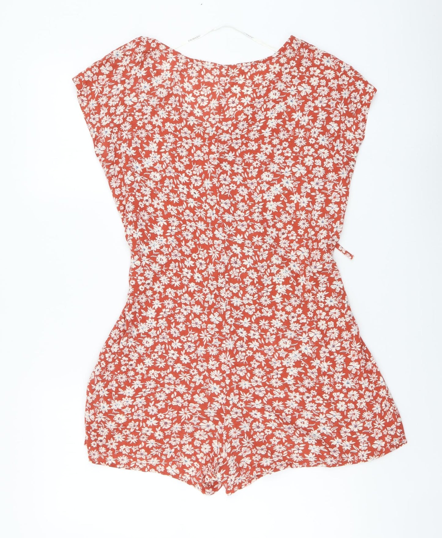 Primark Womens Red Floral Polyester Leotard One-Piece Size S Button