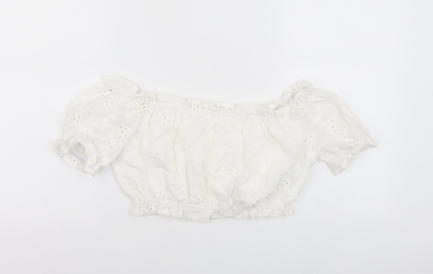 SheIn Womens White Polyester Cropped Blouse Size S Square Neck