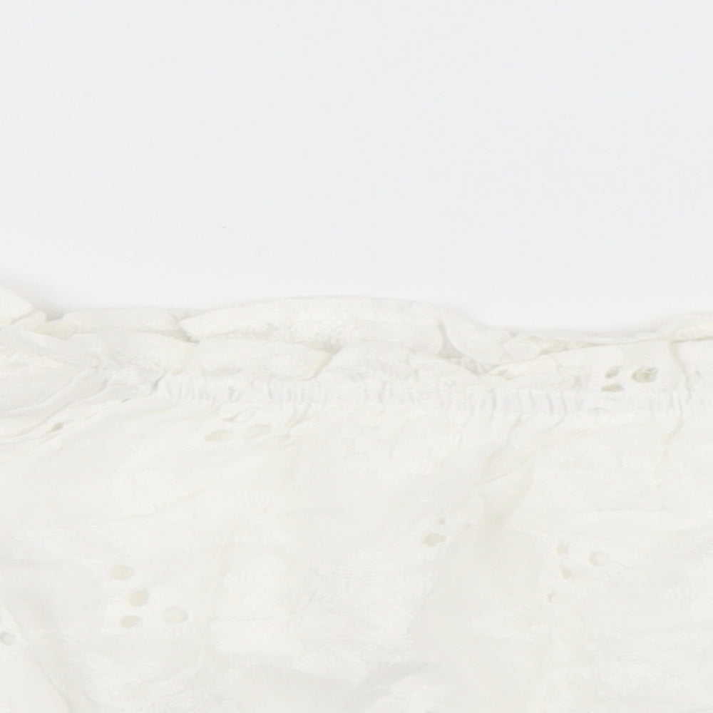 SheIn Womens White Polyester Cropped Blouse Size S Square Neck