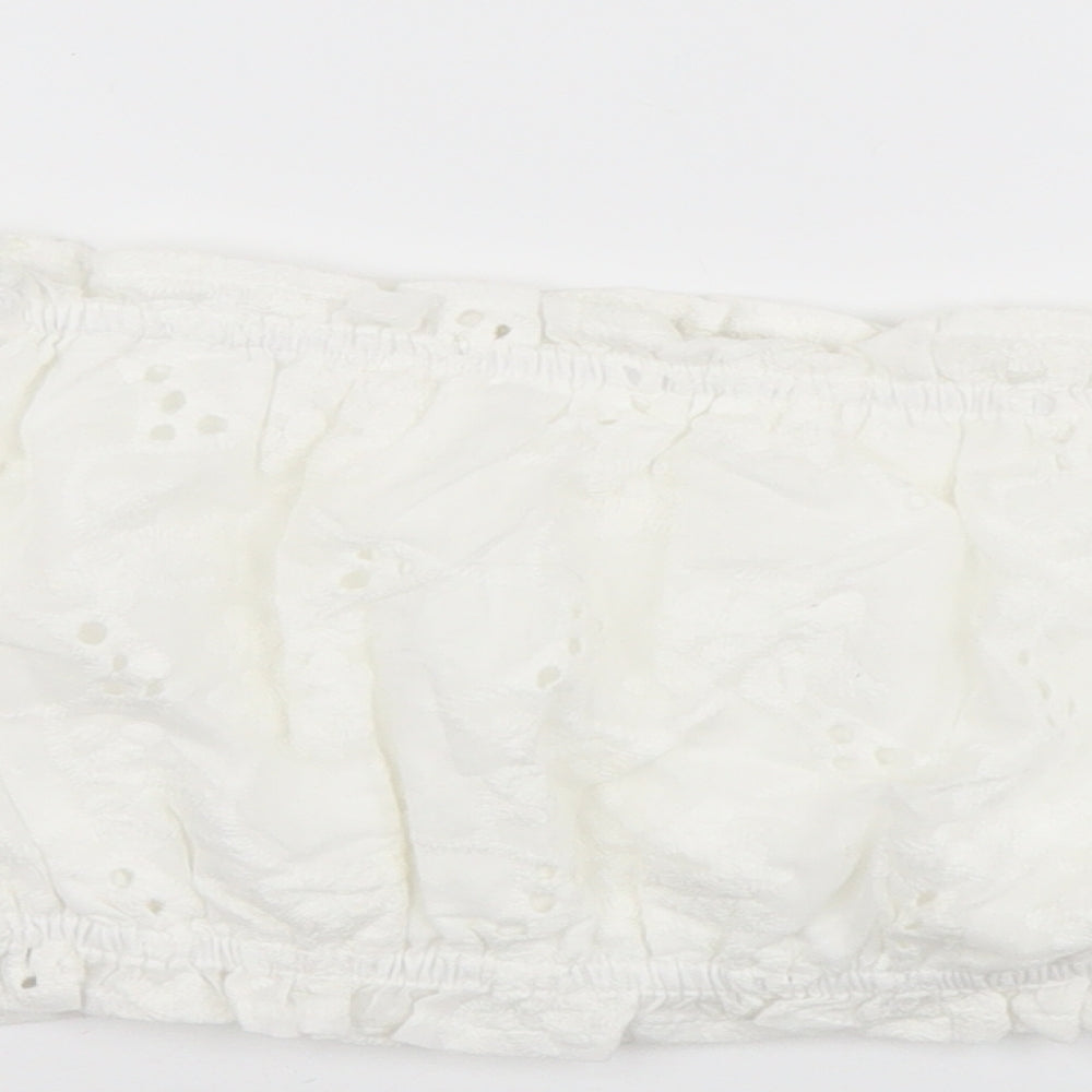 SheIn Womens White Polyester Cropped Blouse Size S Square Neck