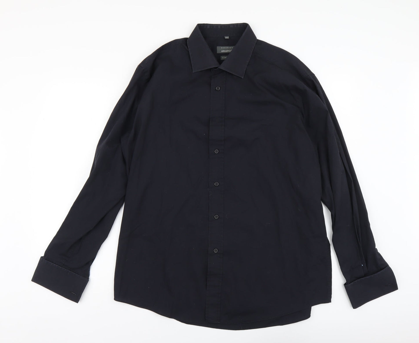 Armando Mens Blue Cotton Button-Up Size 17 Collared Button