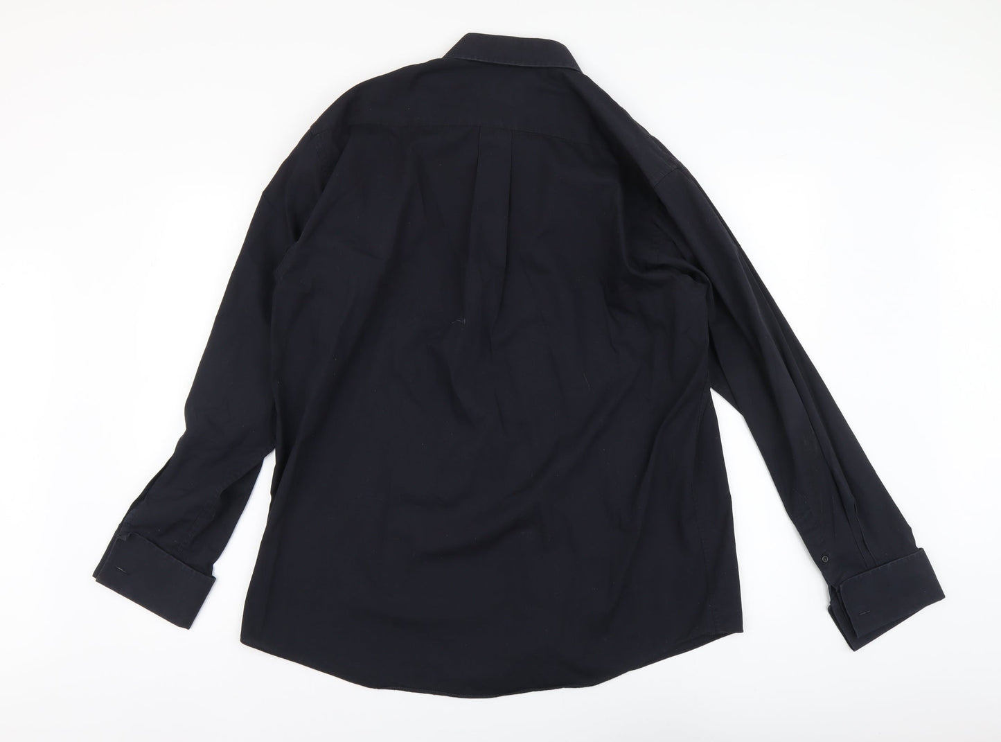 Armando Mens Blue Cotton Button-Up Size 17 Collared Button