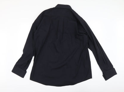 Armando Mens Blue Cotton Button-Up Size 17 Collared Button