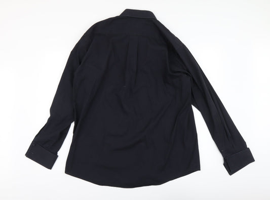 Armando Mens Blue Cotton Button-Up Size 17 Collared Button