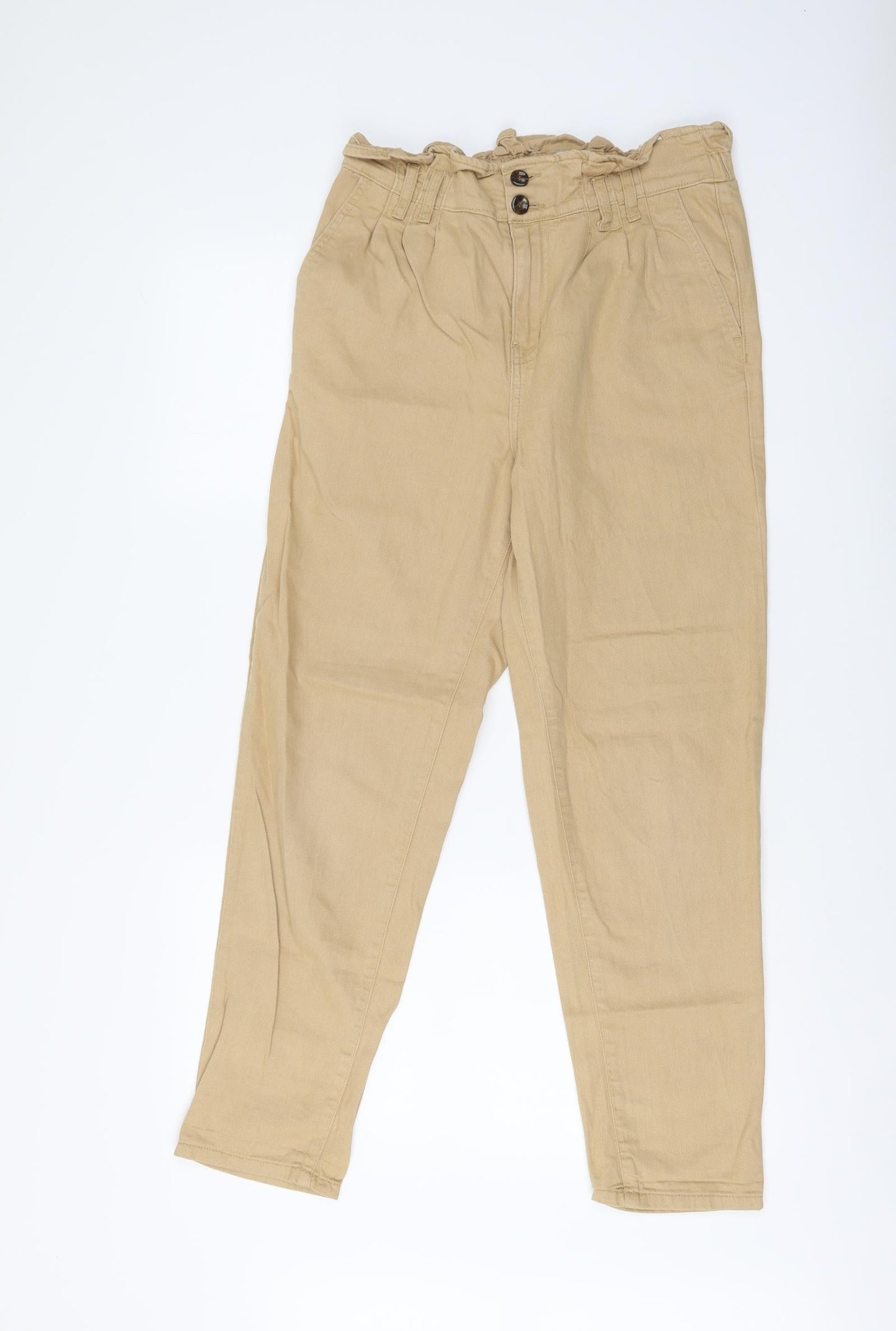 Denim & Co. Womens Beige Cotton Straight Jeans Size 10 L28 in Regular Button