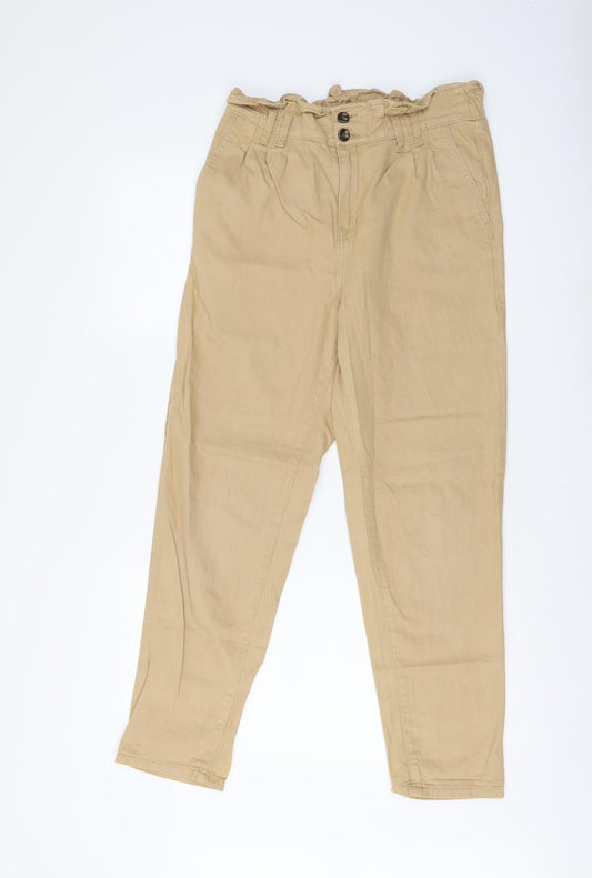 Denim & Co. Womens Beige Cotton Straight Jeans Size 10 L28 in Regular Button