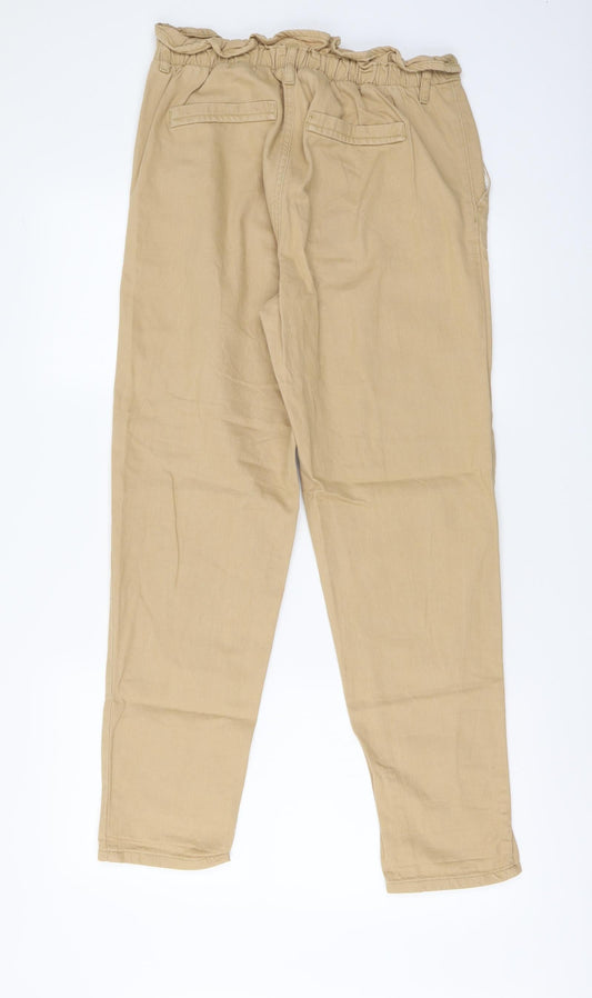 Denim & Co. Womens Beige Cotton Straight Jeans Size 10 L28 in Regular Button