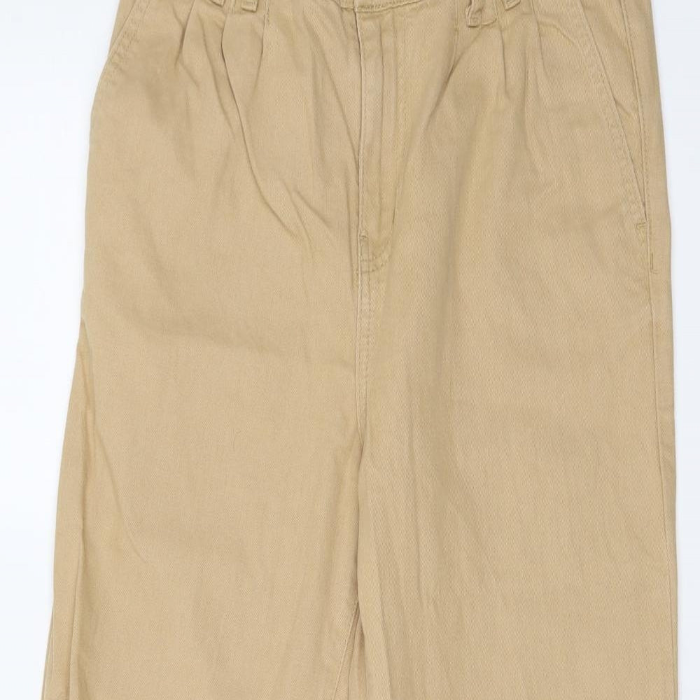 Denim & Co. Womens Beige Cotton Straight Jeans Size 10 L28 in Regular Button