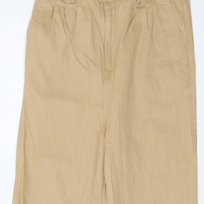 Denim & Co. Womens Beige Cotton Straight Jeans Size 10 L28 in Regular Button