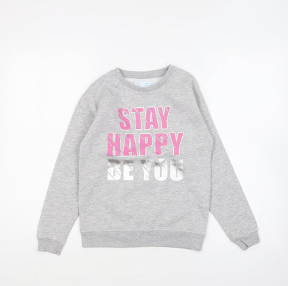 Primark Girls Grey Cotton Pullover Sweatshirt Size 9-10 Years Pullover - Stay Happy Be You