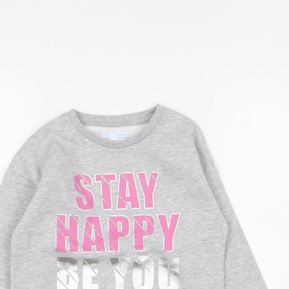Primark Girls Grey Cotton Pullover Sweatshirt Size 9-10 Years Pullover - Stay Happy Be You