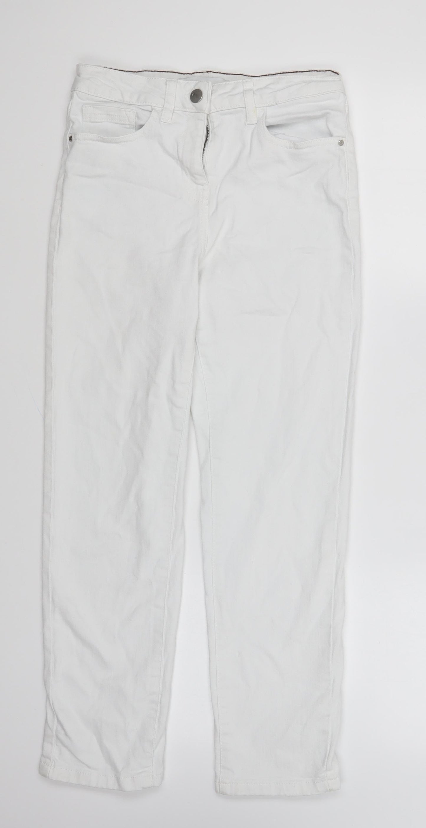 NEXT Womens White Cotton Skinny Jeans Size 8 L25 in Regular Button