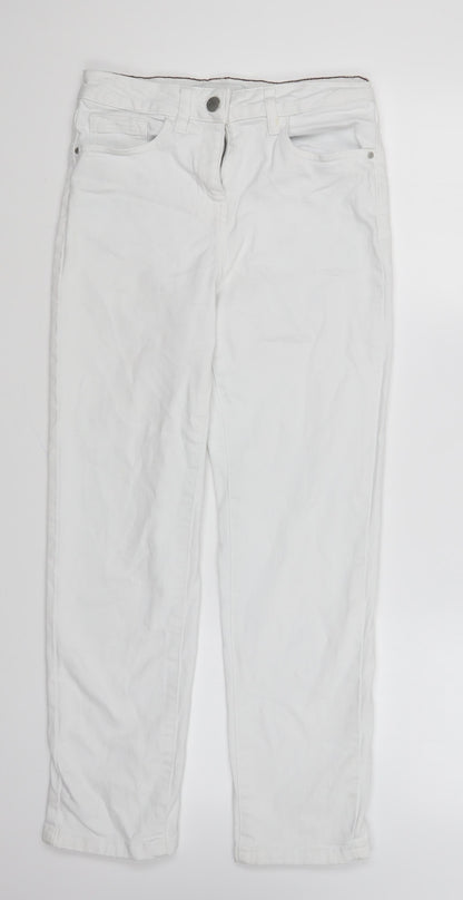 NEXT Womens White Cotton Skinny Jeans Size 8 L25 in Regular Button