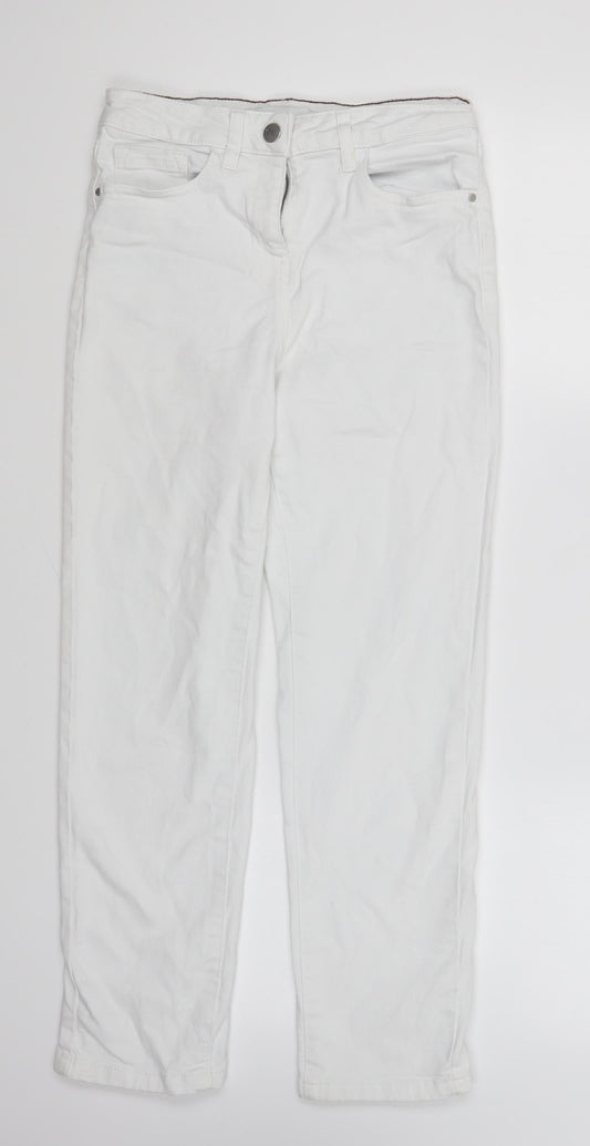 NEXT Womens White Cotton Skinny Jeans Size 8 L25 in Regular Button