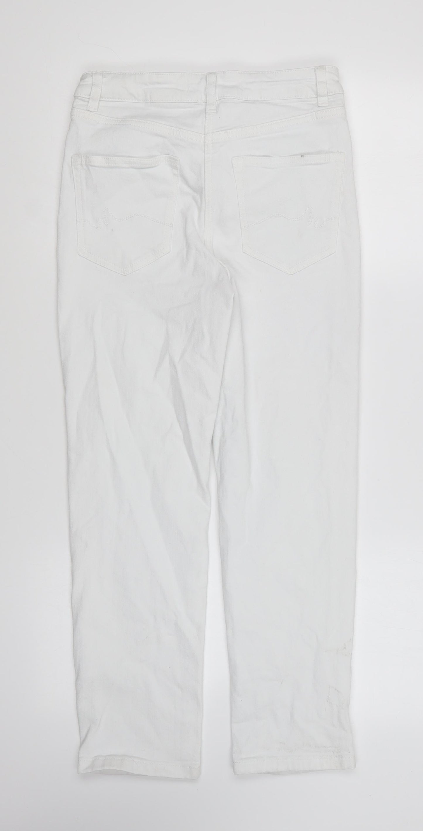 NEXT Womens White Cotton Skinny Jeans Size 8 L25 in Regular Button