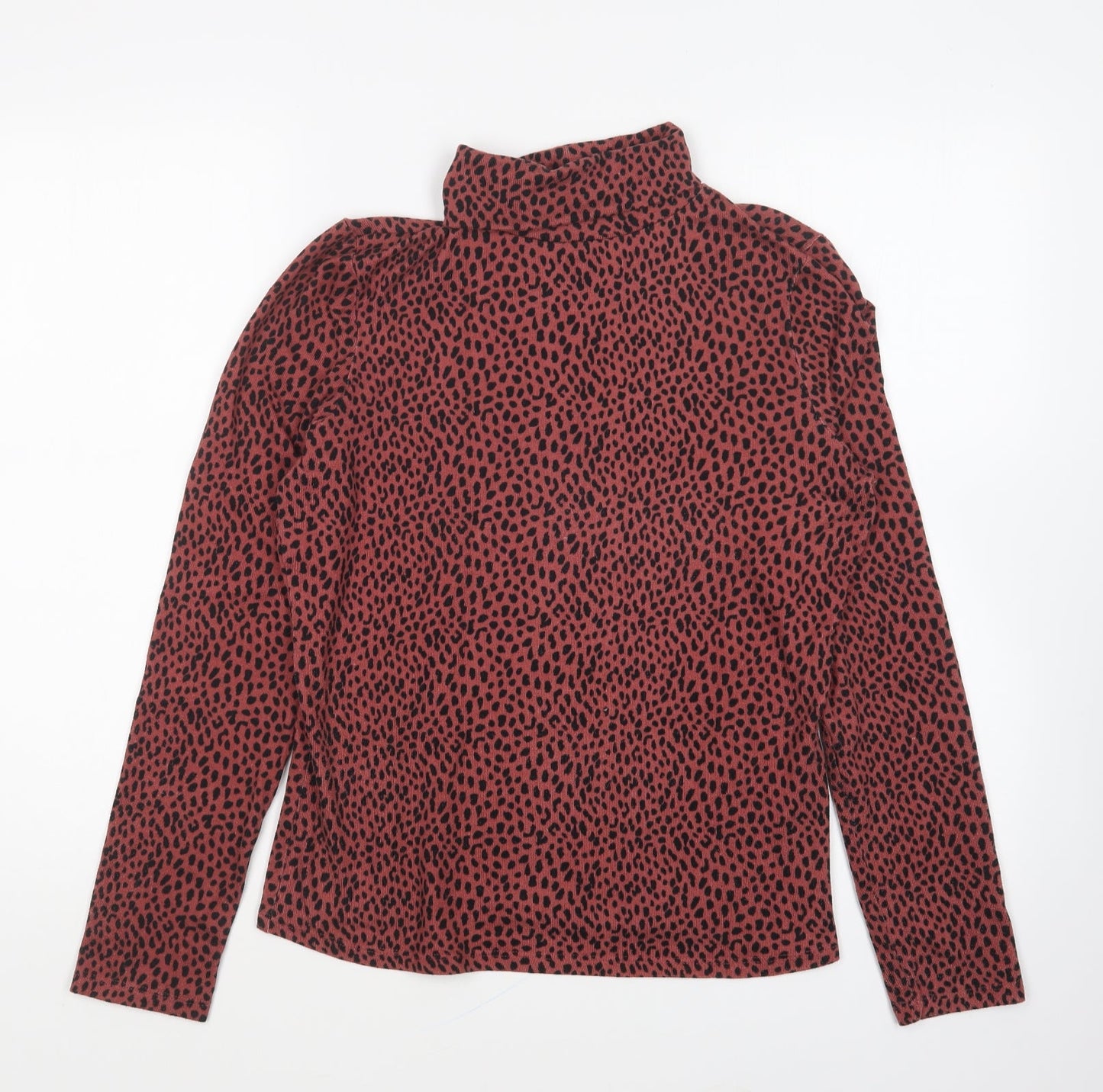 Primark Womens Pink Roll Neck Animal Print Polyester Pullover Jumper Size S - Leopard Print