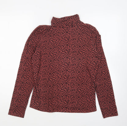 Primark Womens Pink Roll Neck Animal Print Polyester Pullover Jumper Size S - Leopard Print