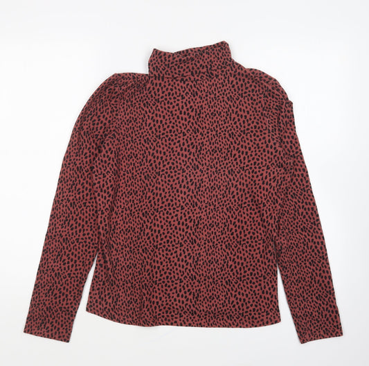 Primark Womens Pink Roll Neck Animal Print Polyester Pullover Jumper Size S - Leopard Print