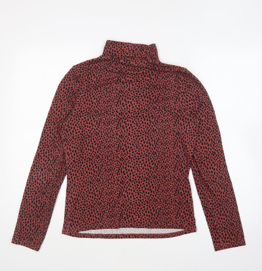 Primark Womens Pink Roll Neck Animal Print Polyester Pullover Jumper Size S - Leopard Print