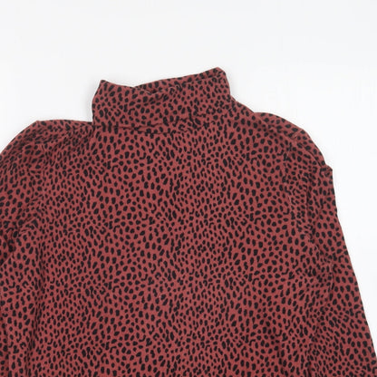 Primark Womens Pink Roll Neck Animal Print Polyester Pullover Jumper Size S - Leopard Print