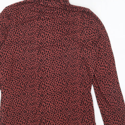 Primark Womens Pink Roll Neck Animal Print Polyester Pullover Jumper Size S - Leopard Print