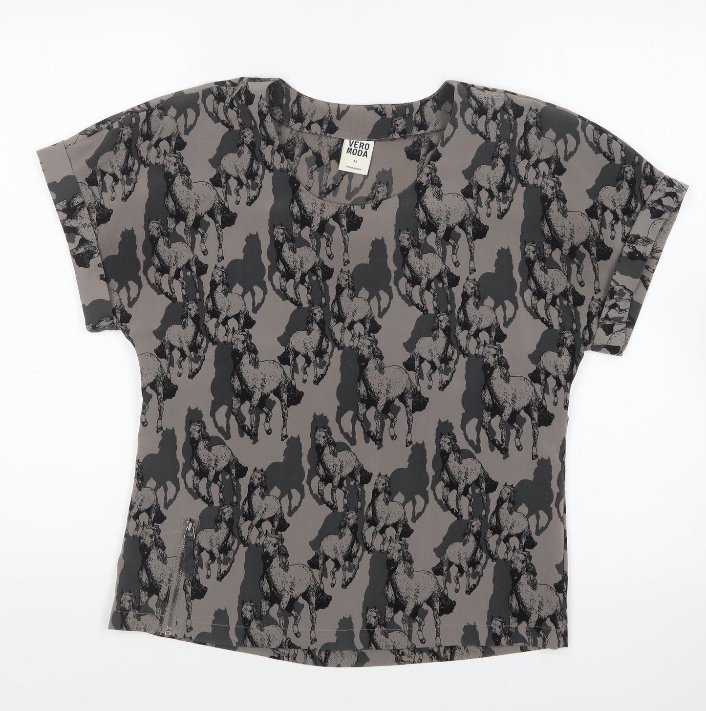 Womens UK Size XS VERO MODA Grey Basic Blouse