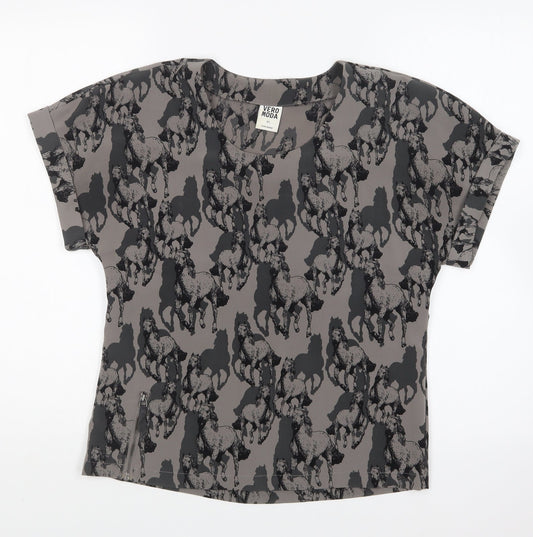 Womens UK Size XS VERO MODA Grey Basic Blouse