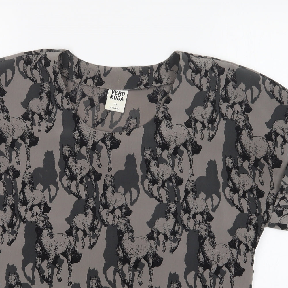 Womens UK Size XS VERO MODA Grey Basic Blouse
