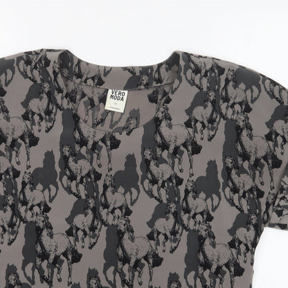 Womens UK Size XS VERO MODA Grey Basic Blouse