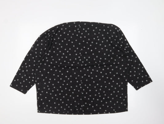 F&F Womens Grey Round Neck Polka Dot Polyester Pullover Jumper Size 16