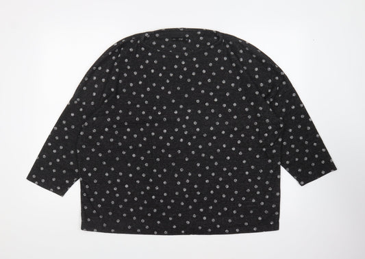 F&F Womens Grey Round Neck Polka Dot Polyester Pullover Jumper Size 16