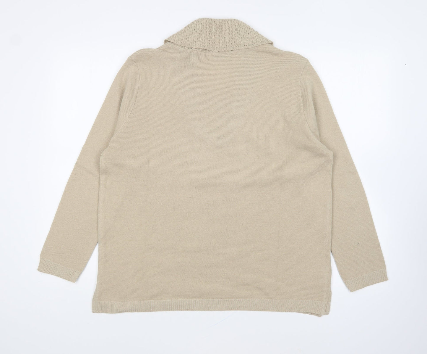 Envy Womens Beige Collared Acrylic Pullover Jumper Size L