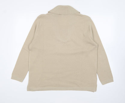 Envy Womens Beige Collared Acrylic Pullover Jumper Size L