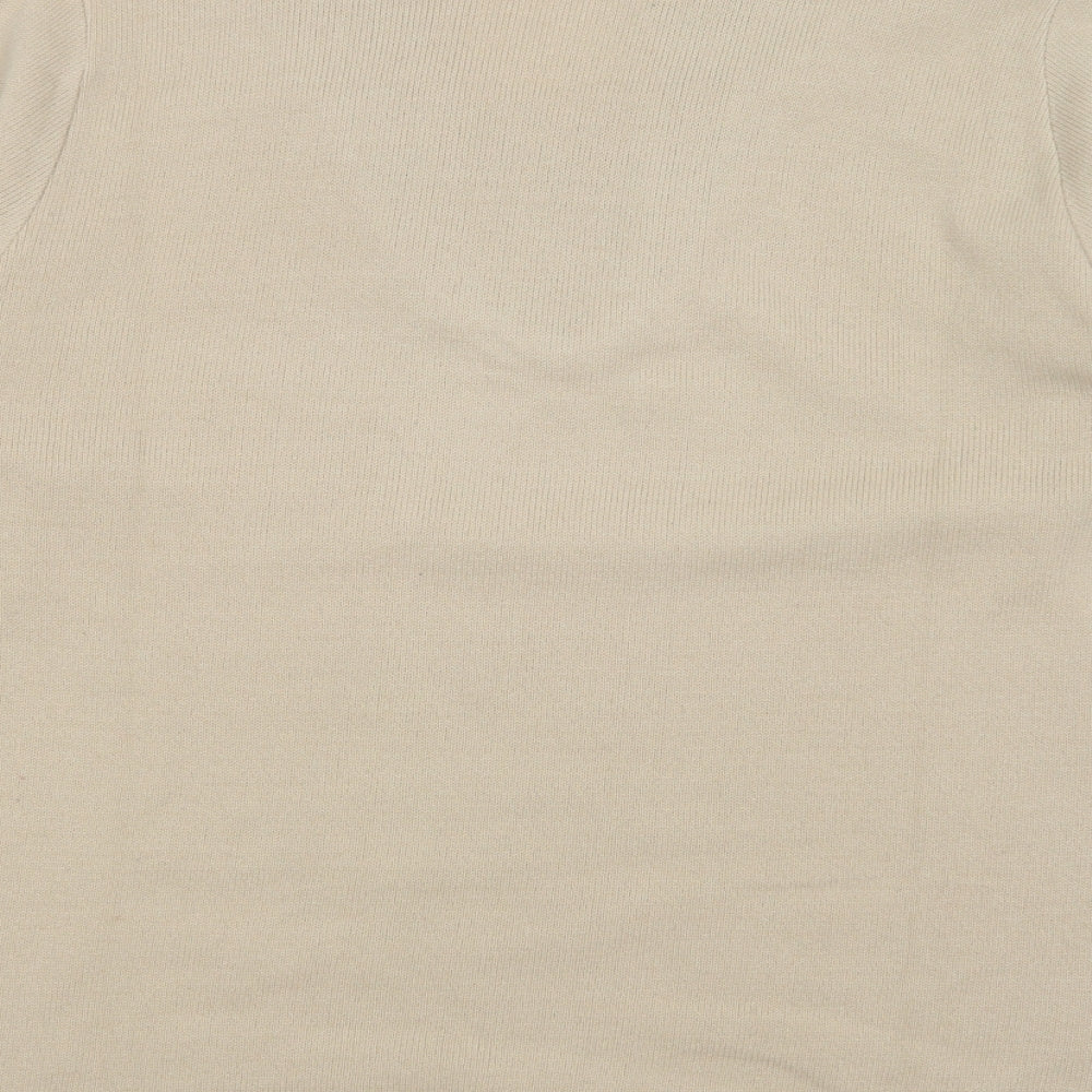 Envy Womens Beige Collared Acrylic Pullover Jumper Size L