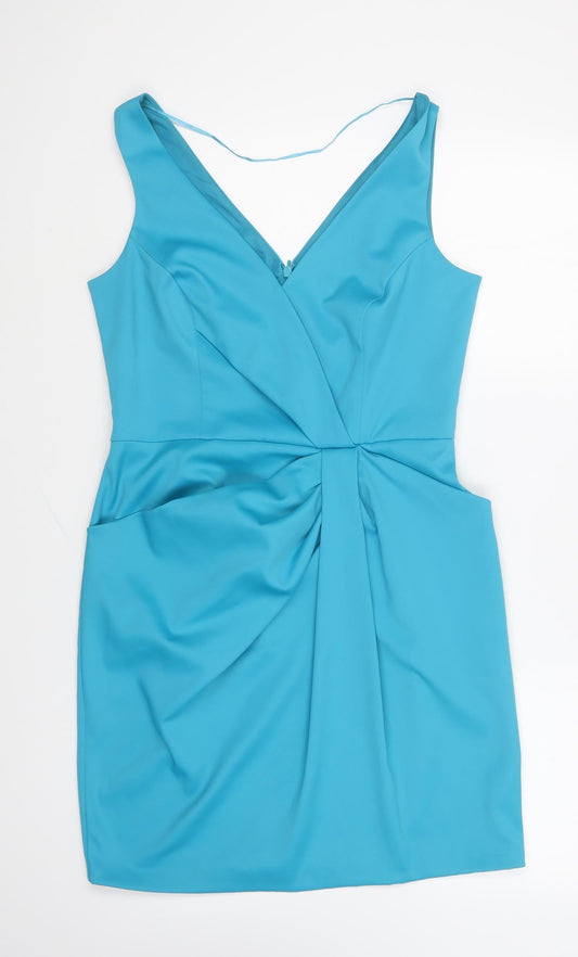 F&F Womens Blue Polyester Mini Size 12 V-Neck Zip