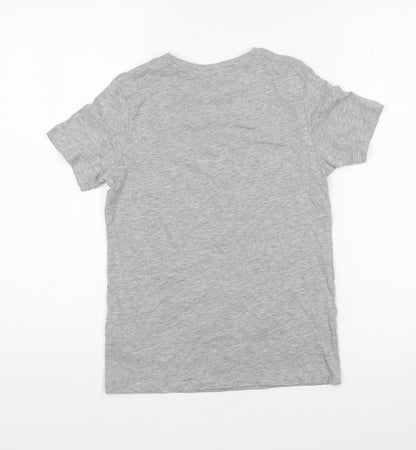 PEP&CO Boys Grey Cotton Basic T-Shirt Size 9-10 Years Round Neck Pullover - Lucky Charm
