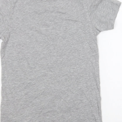PEP&CO Boys Grey Cotton Basic T-Shirt Size 9-10 Years Round Neck Pullover - Lucky Charm