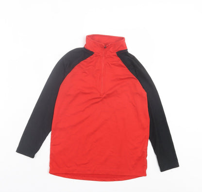Dunnes Boys Red Polyester Basic Casual Size 8-9 Years High Neck Zip