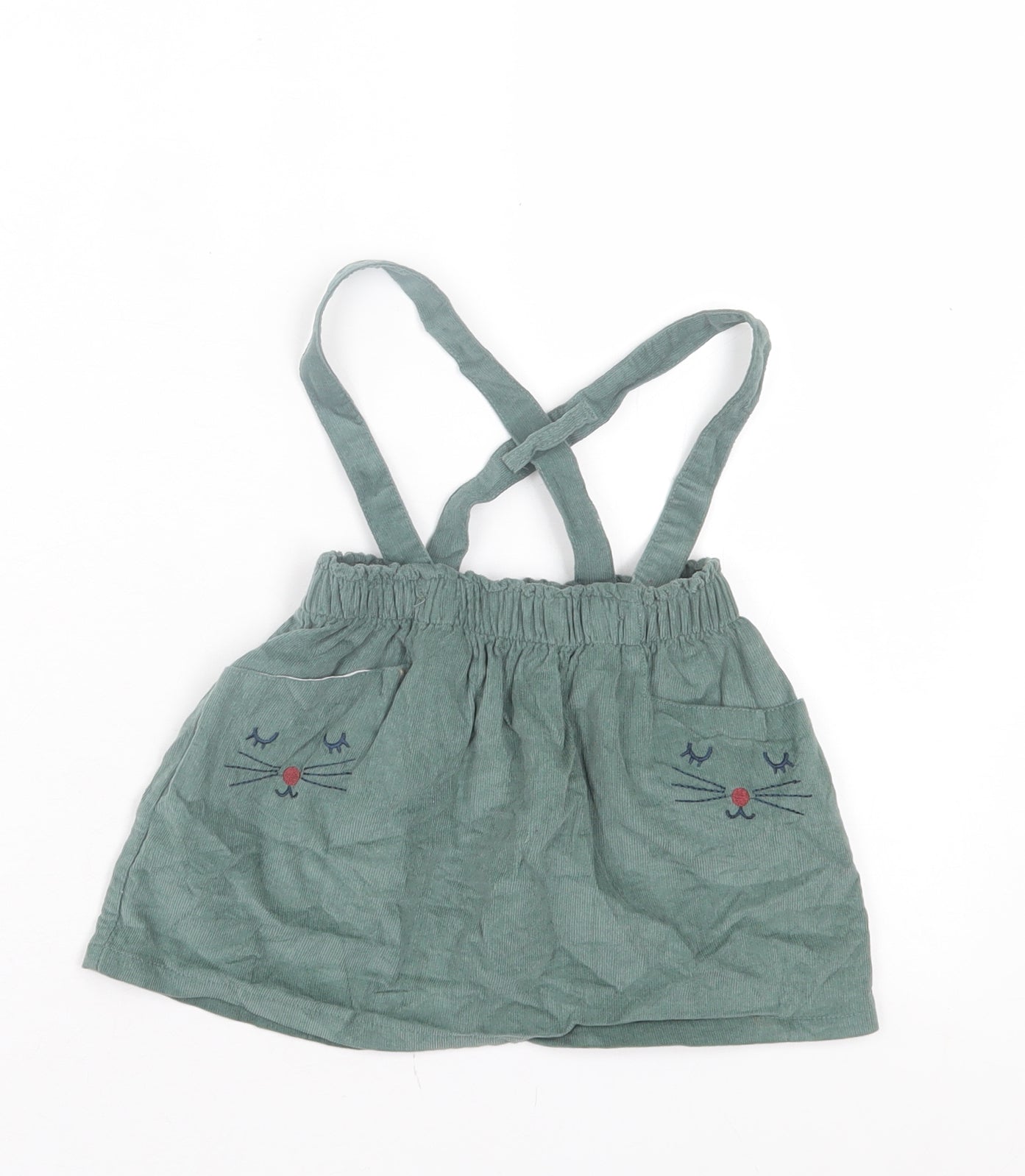 So Cute Girls Green Cotton A-Line Skirt Size 9-12 Months Pull On - Braces Included