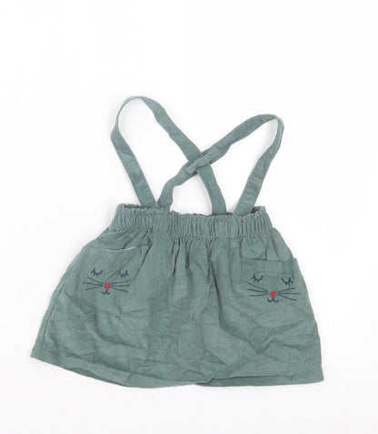 So Cute Girls Green Cotton A-Line Skirt Size 9-12 Months Pull On - Braces Included
