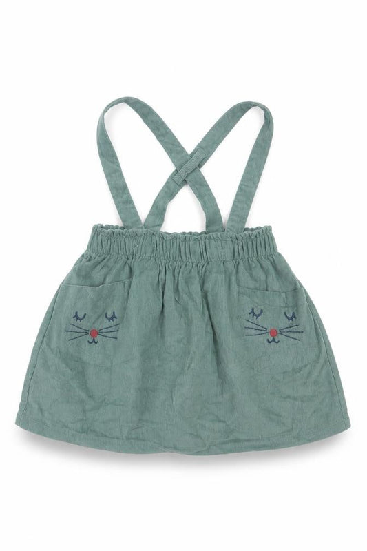 So Cute Girls Green Cotton A-Line Skirt Size 9-12 Months Pull On - Braces Included