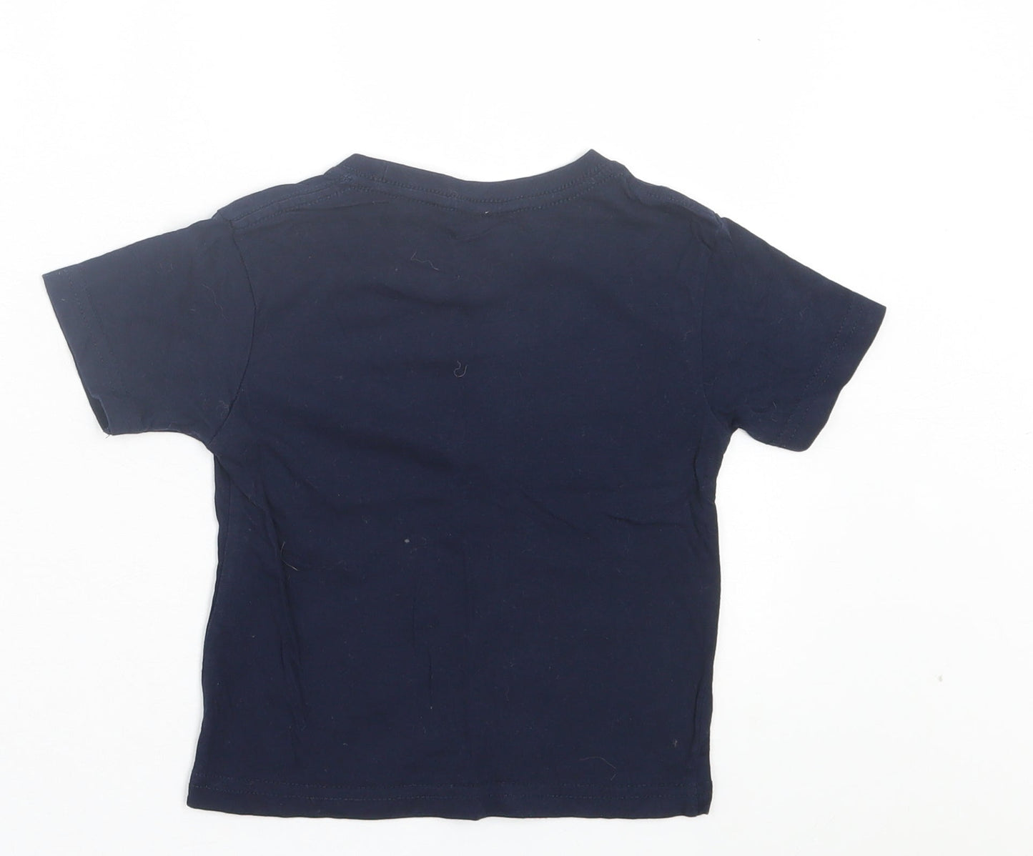 JHK Boys Blue Cotton Basic T-Shirt Size 2 Years Crew Neck Pullover - Fish Pattern