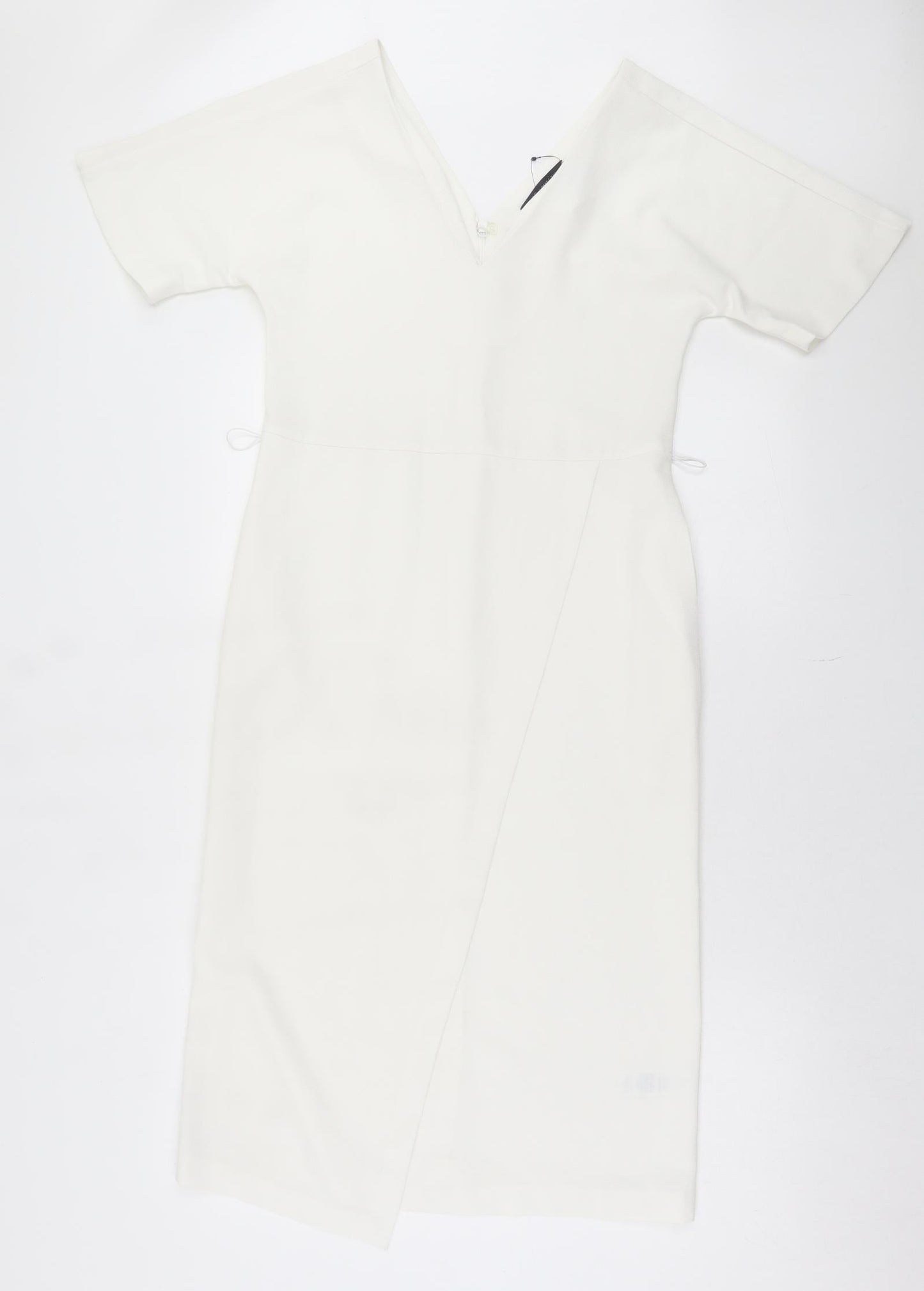 Marks and Spencer Womens White Polyester A-Line Size 8 V-Neck Zip