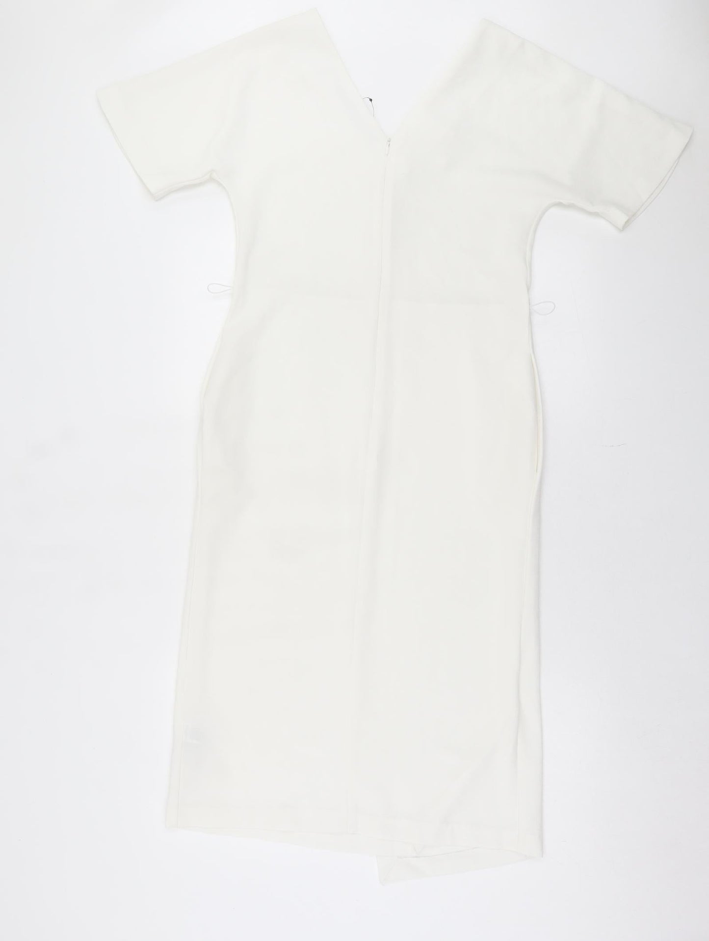 Marks and Spencer Womens White Polyester A-Line Size 8 V-Neck Zip