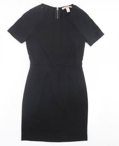 FOREVER 21 Womens Black Polyester Shift Size S Crew Neck Zip