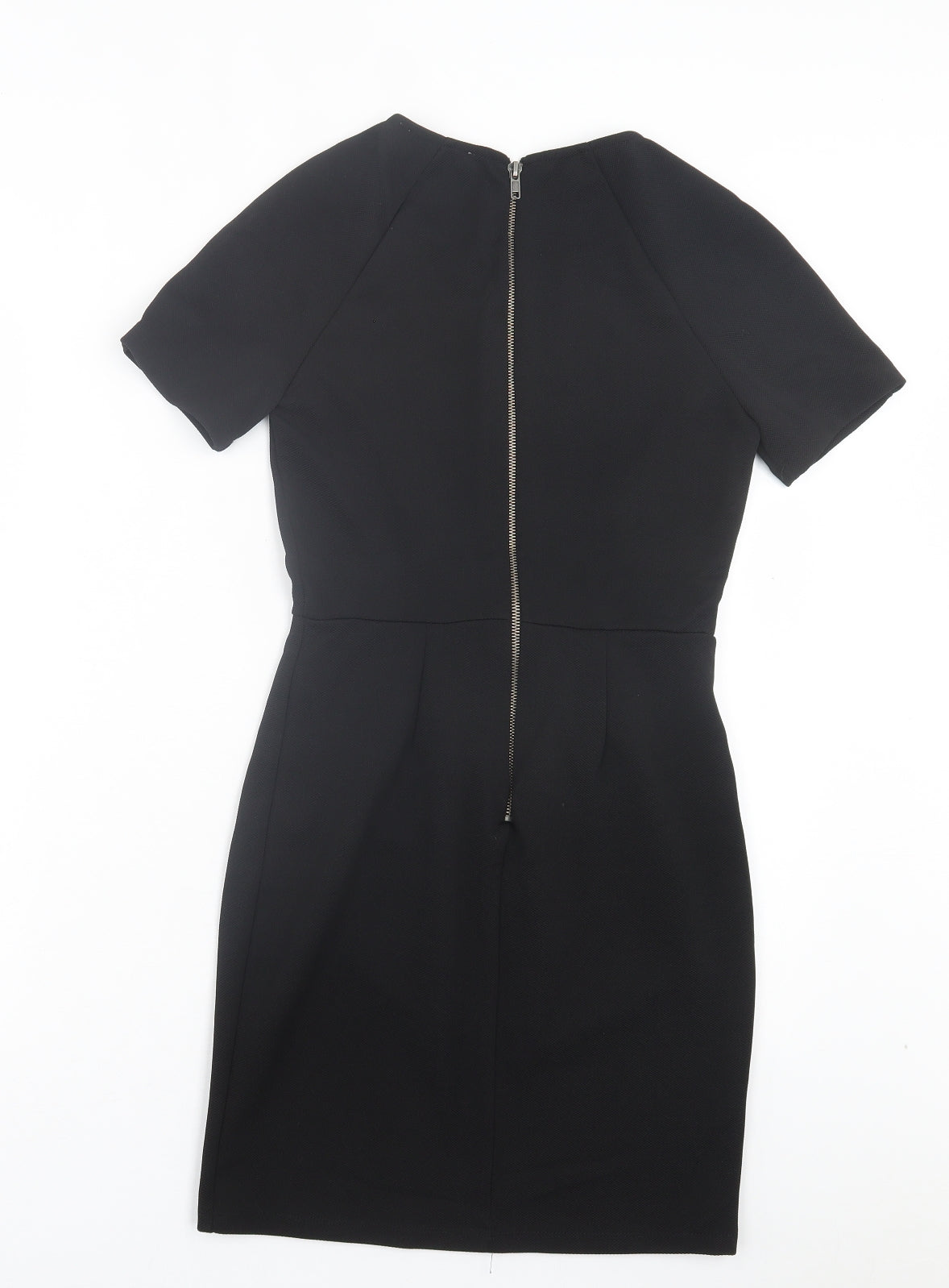 FOREVER 21 Womens Black Polyester Shift Size S Crew Neck Zip